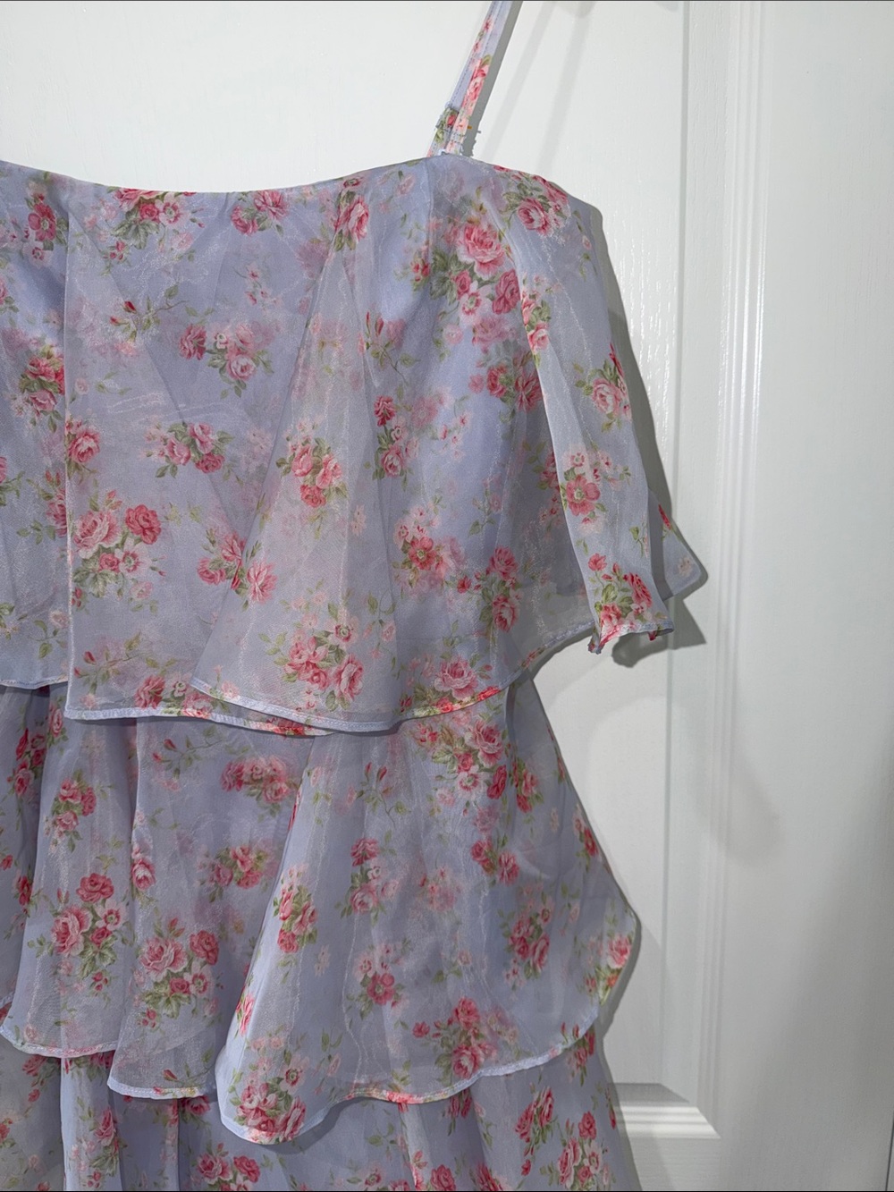 Abercrombie & Fitch Organza Tiered Strapless Mini Dress size medium NWT - Picture 3 of 7